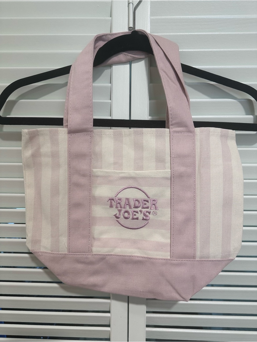 NWT Trader Joe’s Pink Stripe Canvas Tote Bag